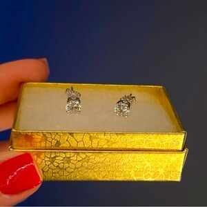 Vintage Sterling Silver Cubiz Zirconia stones earrings 925